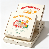 Boîte à pizza en carton ondulé kraft personnalisée, boîte alimentaire jetable pour les pizzerias, livraison à emporter, vente en gros