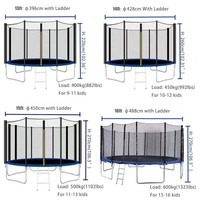 Vente en gros de trampoline bleu méga super cercle écologique tapis de saut pliable filet de sécurité mousse durable garçons filles fitness