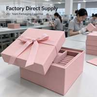 Boîte cadeau pour bijoux, rose pastel, ruban satiné mat, nœud pliable, taille personnalisée pour bagues, boucles d'oreilles, emballage cadeau pour les fêtes, provenant de l'usine