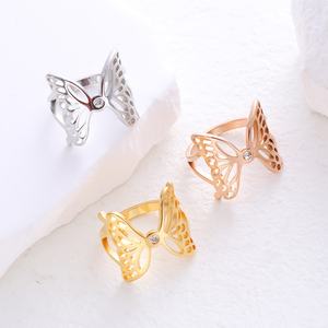 Anillo de Mariposa Vintage, Estilo Suku Original, Estilo Urbano para Chicas Modernas, Súper Inmortal, Estilo Ins, con Incrustaciones de Diamantes, Anillo de Moda Popular - Product Image 1