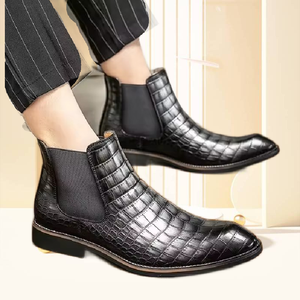 עליון גבוה sepatu בטיחות הקיץ יוקרתי אופנוע מעצב שיער נוח צ 'לסי עור גברים של מגפי - Product Image 5