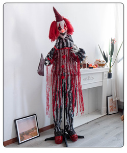 Estatua de Payaso Brillante Activada por Movimiento con Cuchillo de <span class=keywords><strong>Carnicero</strong></span>, Decoración Aterradora para Casa Embrujada de <span class=keywords><strong>Halloween</strong></span> - Product Image 6
