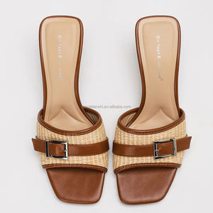 1828-13, летние модные тканые туфли на высоком каблуке с квадратным носком, женские элегантные Босоножки с открытым носком, босоножки на тонком каблуке - Product Image 2