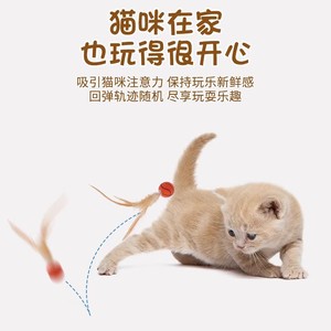 Pet Elastic Ball With Feather For <b>Cats</b> Boredom Buster <b>Interactive</b> <b>Toy</b> - Product Image 3