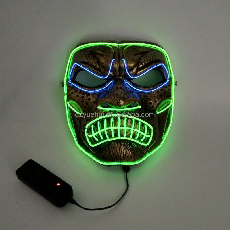 Máscara iluminada em led neon, para halloween, festa noturna, cosplay, herói, esparta, máscara de brilho