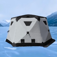 Tente de pêche sur glace pop-up hexagonale pour 6-8 personnes, une chambre, tissu Oxford 420D, triple couche, imperméable, résistante à la neige, installation rapide