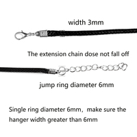 3mm Noir Cuir Corde Chaîne Homard Fermoir Cire Cordon Accessoires pour Collier Fabrication de Bijoux