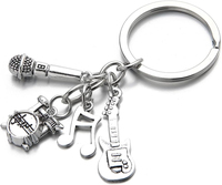 Porte-clés Rétro en Métal pour Musique Rock, Guitare, Microphone, Batterie, Note de Musique, Pendentif pour Musiciens, Cadeau, Vente en Gros