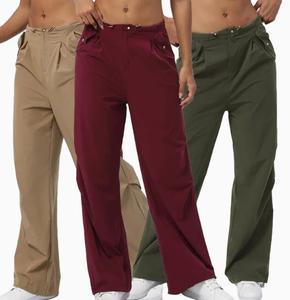 <span class=keywords><strong>Pantalon</strong></span> <span class=keywords><strong>cargo</strong></span> parachute léger en polyester/nylon pour femme, taille ajustable, ourlet ample, jambe large, streetwear, <span class=keywords><strong>pantalon</strong></span> de voyage et d'extérieur - Product Image 1