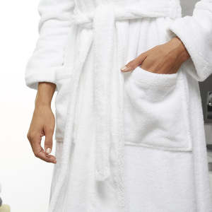 100% כותנה לבנה מטלית חלוק בגד רחצה יוקרתי יוקרתי סט בהתאמה אישית עבור חלוק ספא במלון ספא - Product Image 3