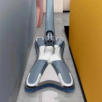 Serpillère plate en microfibre auto-essoreuse mains libres en forme de X, rotative, absorbante, réutilisable avec manche en acier