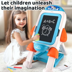 Pizarra Magnética de <span class=keywords><strong>Dibujo</strong></span> 2 en 1, Pizarra de Doble Cara con Diseño de Cohete, para Niños - Product Image 3