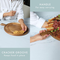 Plateau de service à charcuterie personnalisé, rond, en bois d'acacia de qualité supérieure, planche à fromage avec accessoires et ustensiles