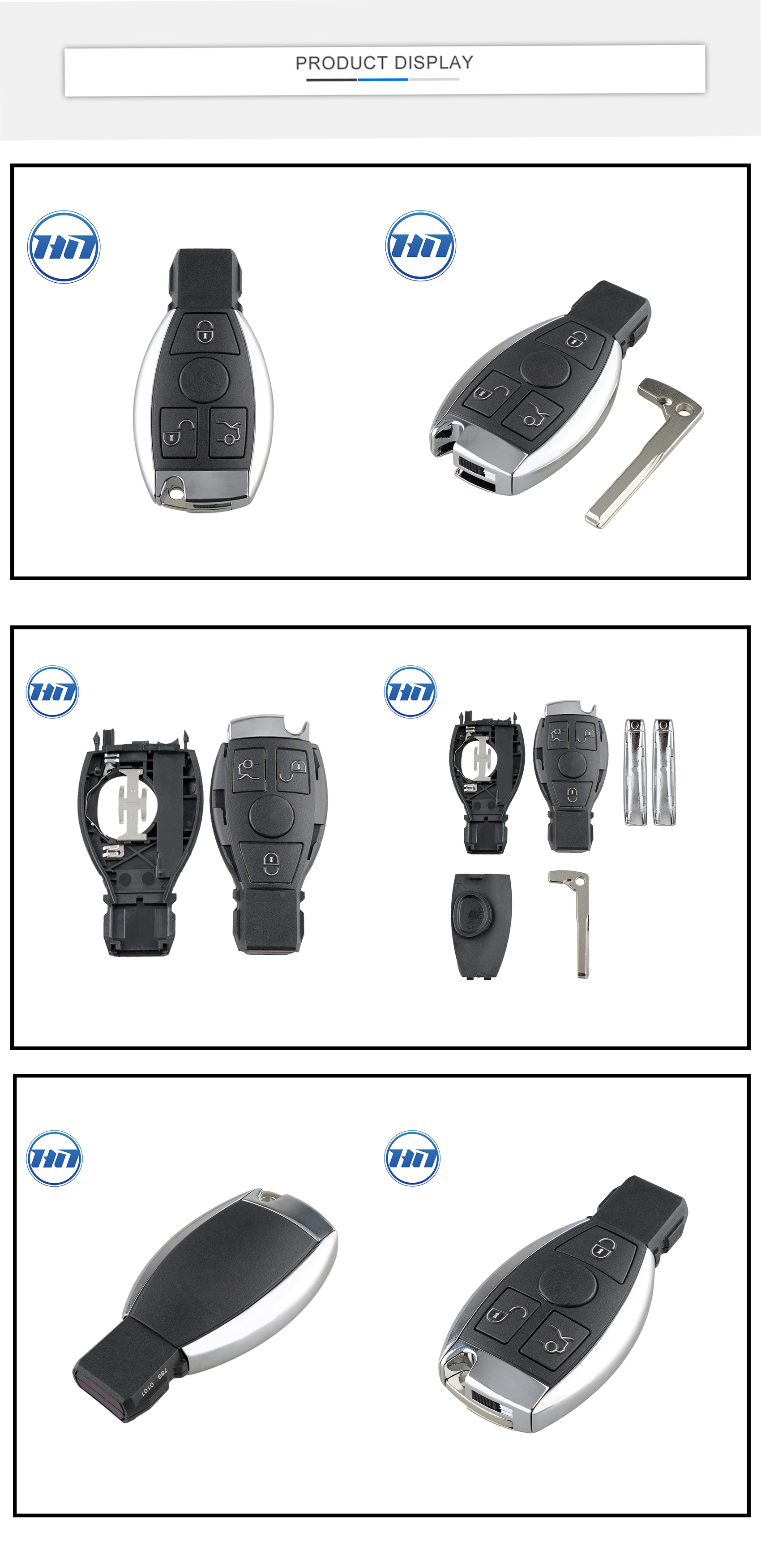 High Quality 3 Buttons BGA Smart Car Key Case Shell For M-ERCEDES BENZ BGA (Only one battery) Auto Parts