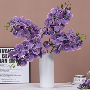 Orchidée en soie Ruilisi à 8 têtes, bleu-violet, fleur artificielle, décoration de mariage et de la maison - Product Image 1