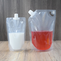 Sachet en plastique transparent avec bec verseur, 200 ml, 300 ml, 500 ml, 1 l, pour lait, jus, café, boissons
