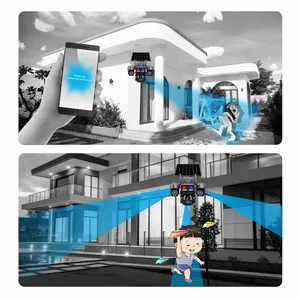 กล้องวงจรปิดไร้สายพลังงานแสงอาทิตย์แบบสามเลนส์ PTZ  ระบบ IP อัจฉริยะ สำหรับภายนอกอาคาร พร้อมระบบตรวจจับ PIR รุ่น V380 - Product Image 4