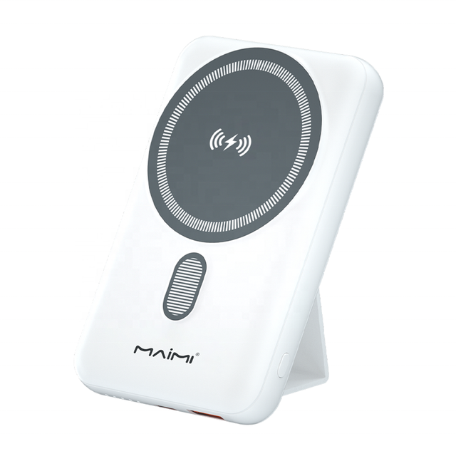 Maimi Slim PD 20W Magnetic Wireless Charger Power Bank with Stand 10000mah Fast Charging White Powerbank