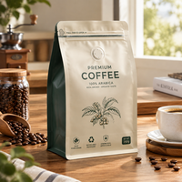 Sachet de café personnalisé imprimé de qualité supérieure, pochette verticale avec valve, fermeture éclair refermable, emballage alimentaire écologique de qualité alimentaire