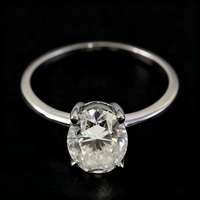 Bague élégante en argent massif plaqué rhodium avec moissanite ovale VVS, bijoux fins, pour femmes et filles, cadeau, testeur de diamant