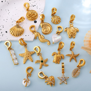 จี้รูปสัตว์ทะเล สแตนเลสสตีล ชุบทอง 18K รูปดาว เปลือกหอย เต่า จี้เปลือกหอย เครื่องประดับสำหรับทุกเพศ - Product Image 1