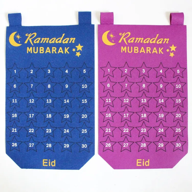 2024 украшения с 30 звездами в виде полумесяца Рамадан Адвент календарь для детей обратный отсчет войлочные подарки для детей H501