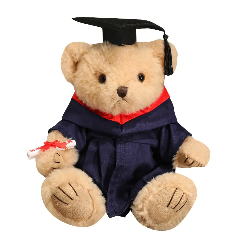 Toptan mezuniyet ayı oyuncak yumuşak hayvan oyuncaklar tasarım mezuniyet oyuncak ayı kap ve elbisesi ile