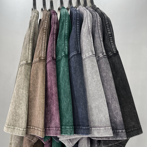 High Quality Acid Wash Streetwear Vintage Oversized Pure Cotton Printing Blank <b>Plain</b> Boxy <b>Tshirt</b> Cropped Drop Shoulder for Men - Product Image 6