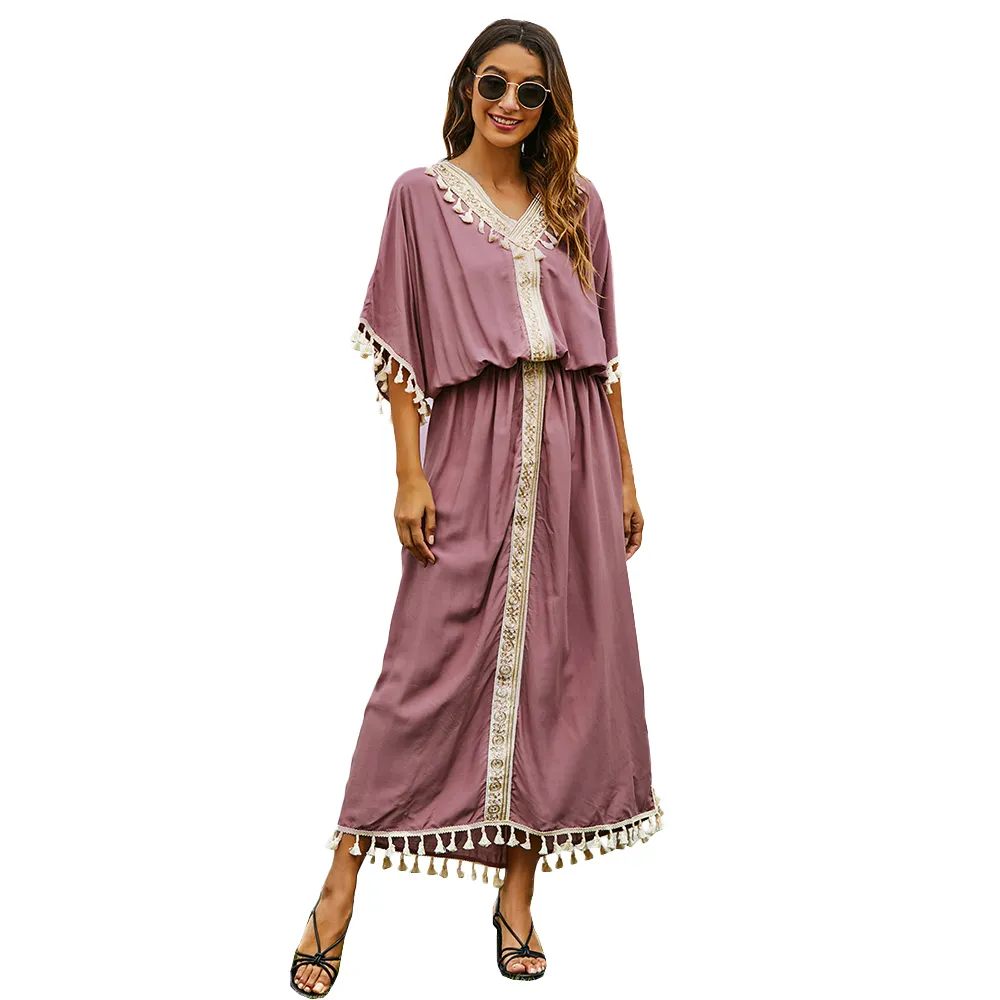 Bán Nóng Quần Áo Hồi Giáo Rắn Hồi Giáo Jalaba Ramadan Eo Thon Váy Dubai Tua Jalabiya Cho Phụ Nữ