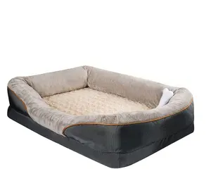 Premium Orthopedische Memory Foam Hond Bed Waterdichte Liner Huisdier Houten Bed Met Wasbare Afneembare Hoes