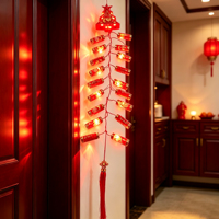 Guirlande lumineuse LED personnalisée avec logo, écologique, pour Noël, motif pétard, décoration suspendue Père Noël, pour mur, porte, fête de Noël