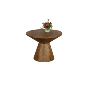 Mesa de centro redonda de madera de mango macizo de estilo moderno, decoración elegante para el hogar con acabado Natural duradero para centro de mesa de sala de estar - Product Image 4