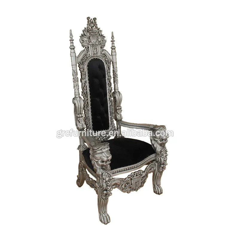 factory price luxury baroque black gold high back princess lion king throne chair for wedding