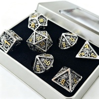LuxeRoll Silver Gold Hollow Octopus Metal Dice Set 7Pcs Polyhedral DND Dice for Tabletop RPG Game Call of Cthulhu Dice Wholesale