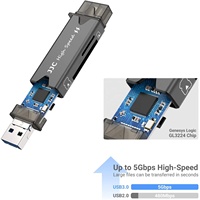 Lecteur de carte SD/MSD 3 en 1 avec ports USB 3.0 Type C Micro USB 2.0, pour Mac Windows Linux Ordinateurs portables Tablettes Smartphones avec OTG