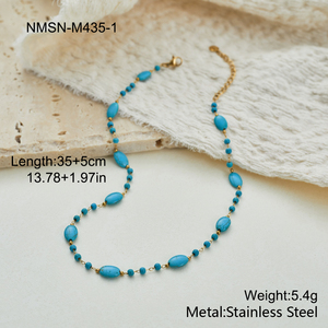 Collar Boho de Piedra Natural con Forma de Pez, Acero Inoxidable Chapado en Oro, Joyería Inspirada en el Océano con Cuentas de <span class=keywords><strong>Turquesa</strong></span> y Ojo de Tigre para Mujer - Product Image 5