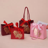 Sacs cadeaux en papier personnalisés pour la Saint-Valentin avec poignée en ruban pour l'emballage de bonbons, sacs de fête de fiançailles