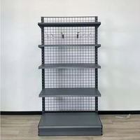 Étagère de présentation double face en acier réglable, légère et durable, avec paniers suspendus et étagères grillagées pour supermarchés et magasins de détail