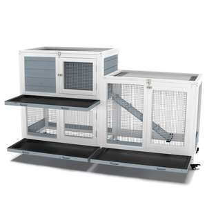 Gabbia per Conigli in Legno da Esterno con Ruote, Casa per Porcellini d'India e Piccoli Animali, Impermeabile con Vassoio Antigoccia - Product Image 4