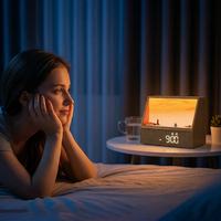 Réveil Lumineux LED 3D Effet Lever de Soleil 10W, Réveil Simulé, Horloge Numérique, Bruit Blanc, Haut-parleur Bluetooth, Prise USB, Chambre à Coucher
