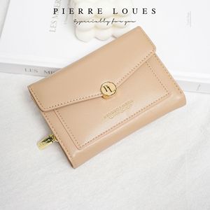 Pierre Loues Tri Fold Women's <b>Wallet</b> Apricot Color Multiple Card Slots Short <b>Wallet</b> Everyday Use - Product Image 1