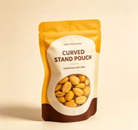 Sachet d'emballage Mylar à fermeture éclair avec fenêtre transparente mate de qualité alimentaire, personnalisable avec logo, pour amandes, noix de cajou et autres snacks, avec encoche de déchirement et base stable