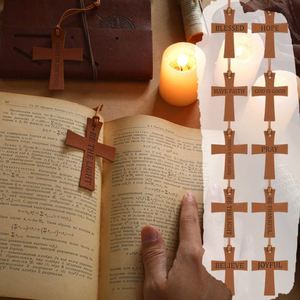 HR Cross PU Leather <b>Bookmarks</b> Brown Inspirational Christian Leather <b>Bookmarks</b> Cheap Religious <b>Bookmarks</b> for <b>GIfts</b> - Product Image 1