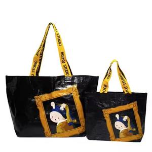 Sac fourre-tout en nylon réutilisable écologique personnalisé PP laminé tissé avec couleur personnalisée pour le shopping avec logo personnalisé - Product Image 3