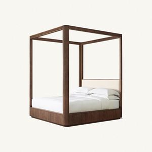 Muebles Modernos para Dormitorio, Cama de Hotel Estilo Americano, Cama King Size con Dosel de Madera - Product Image 1