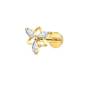 Bijoux de piercing en titane G23 avec pierre de zircon triangulaire, clou de luxe tendance pour femme, vente en gros de bijoux corporels - Product Image 1