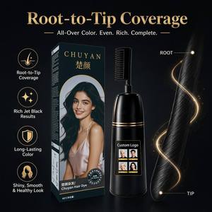 Tinte para el Cabello Negro Intenso con Aplicador de Peine, Crema a Base de Plantas Herbales OEM - Product Image 1
