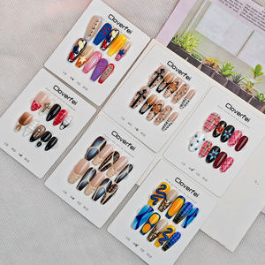 10 Uñas Postizas con Patrón Geométrico - Estilo Ins, Cobertura Completa, Brillantes, de Larga Duración - Product Image 2