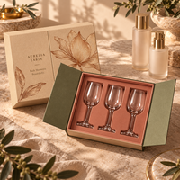 Étui à verres recyclable à double compartiment, en carton rigide imprimé lignes métalliques, pour cadeaux de vin