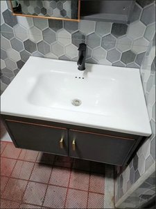 Light luxury simple <b>small</b>-sized rock slab basin space aluminum waterproof bathroom <b>cabinet</b> household use - Product Image 6